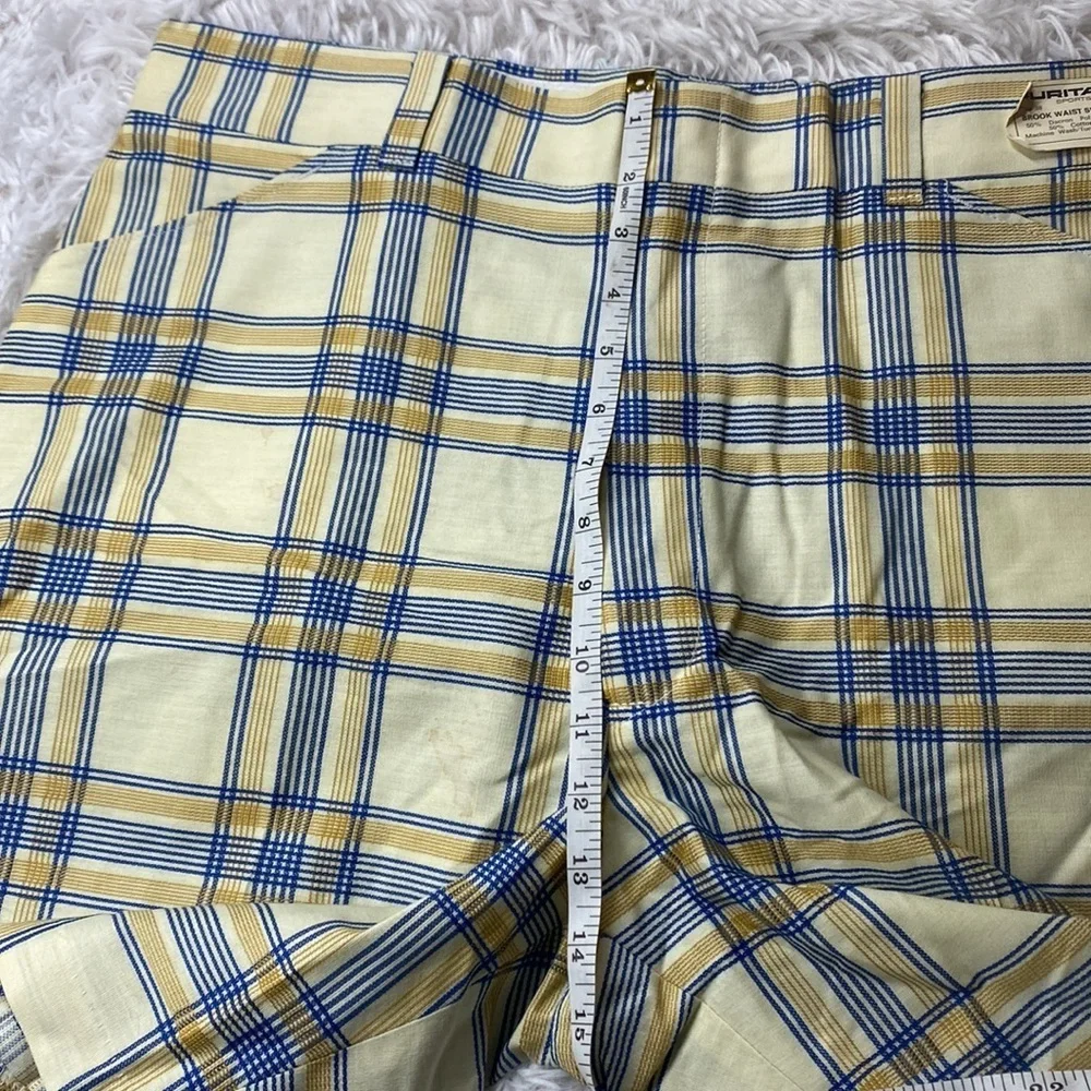 Vintage 50s Streetwear Mens Flat Front Above Knee Chino Shorts Plaid USA 38 NWT